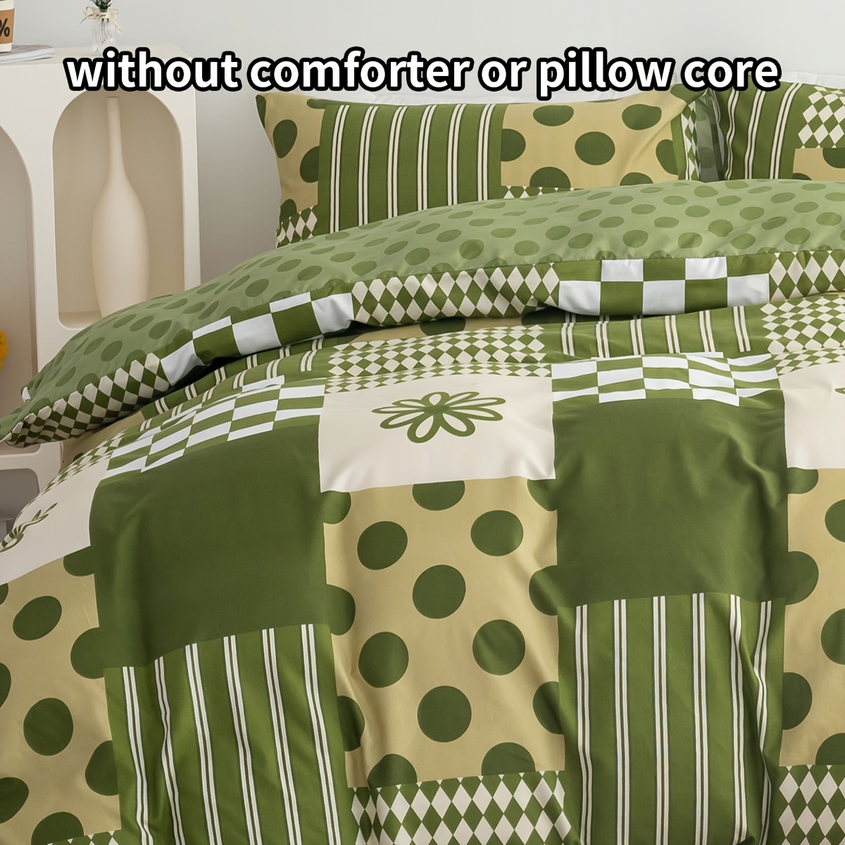 3pcs Greenery Printed Down Comforter Duvet Cover Set (1 Duvet Cover And 2 Pillowcases, Filling Not Included)
