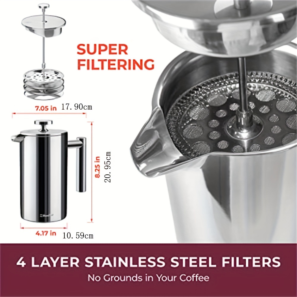 Durable Stainless Steel French Press Coffee Pot - Perfect For Brewing  Delicious Coffee At Home - Temu