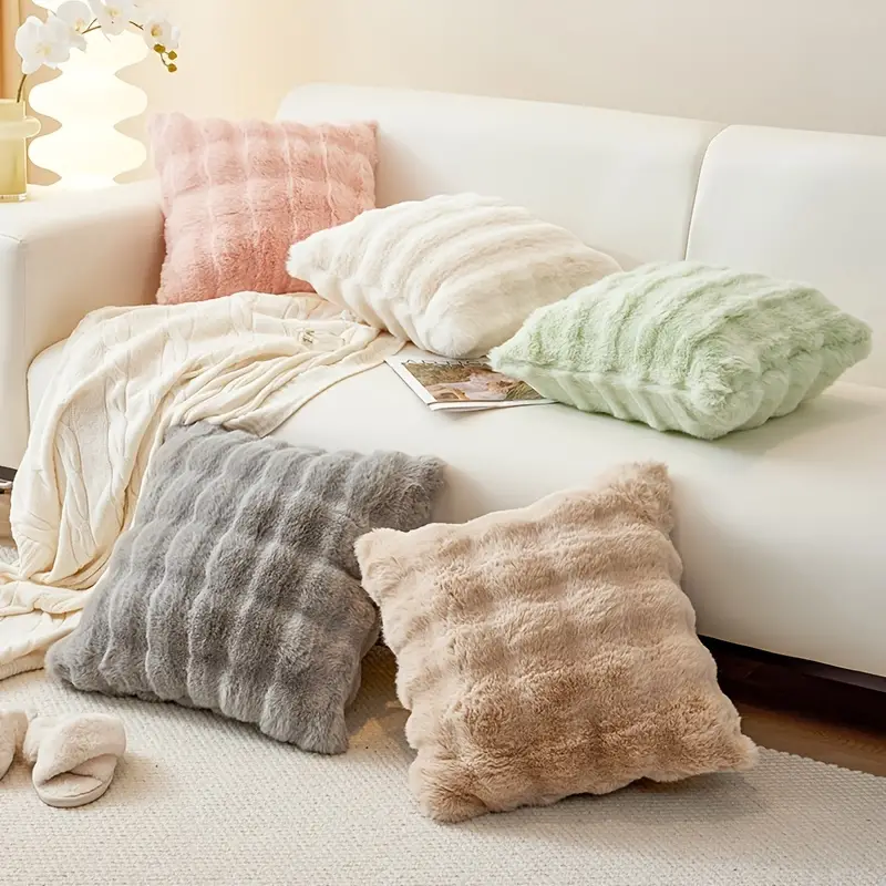 Solid Color Faux Rabbit Plush Double-sided Throw Pillow, Zipper Removal And  Washable Design, Pillow Core Included, Pillow For Home Sofa Living Room  Bedside Couch Bed - Temu