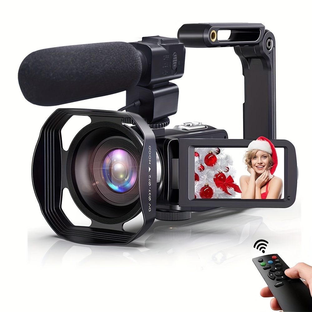  Videocámara de cámara de video 5K, 48MP UHD Wifi IR visión  nocturna Vlogging cámara para , zoom digital 16X pantalla táctil  Vlog cámara con micrófono externo, parasol de lente, estabilizador, 