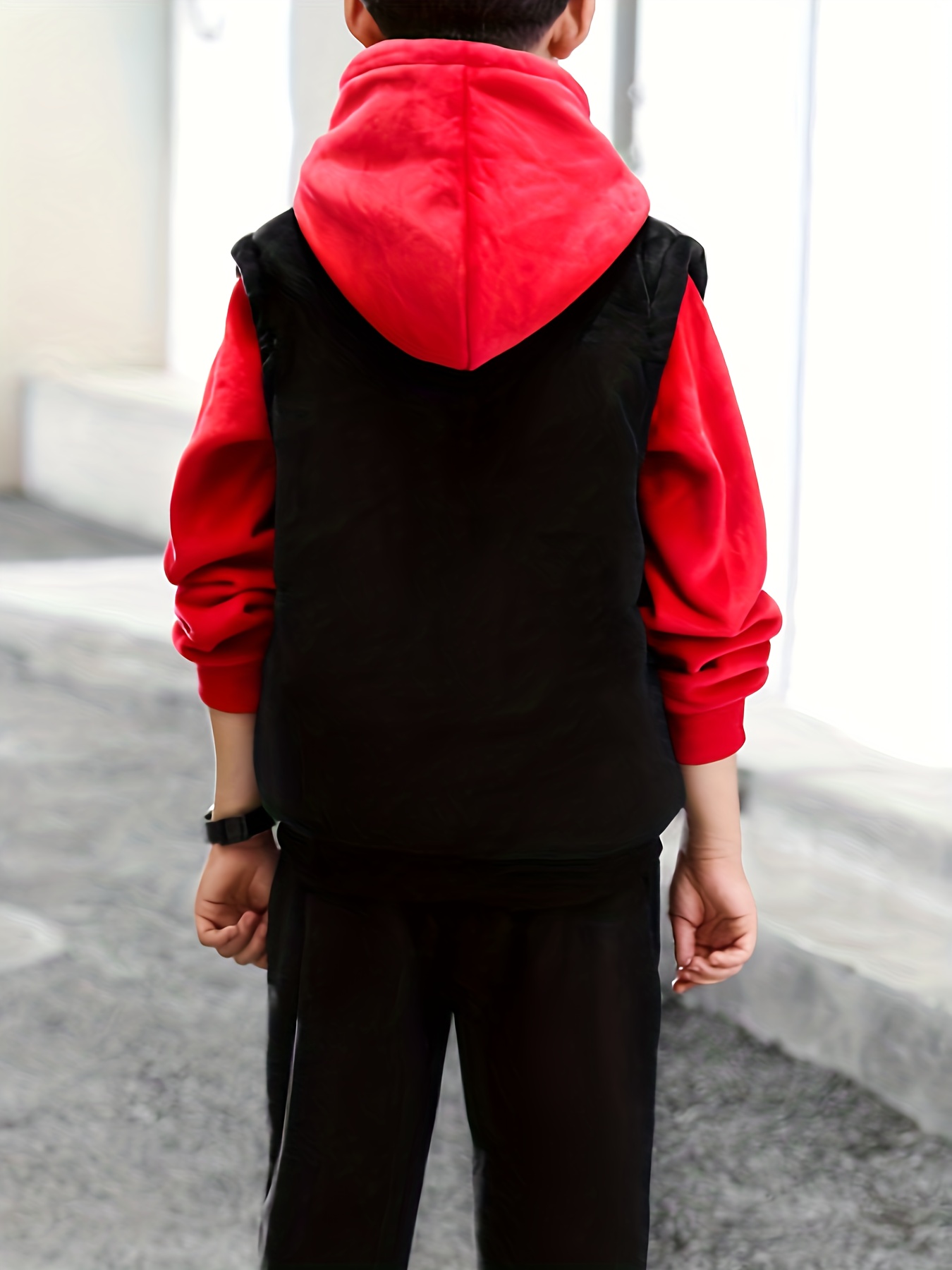 Boys red hoodie store vest