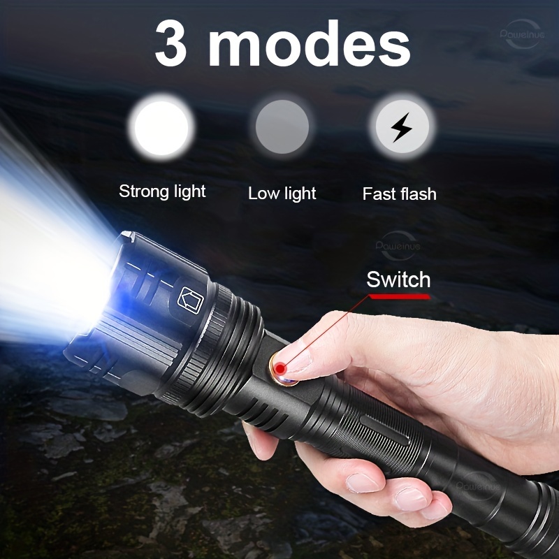 Lampe Torche LED Ultra Puissante Rechargeable USB 500 mètres