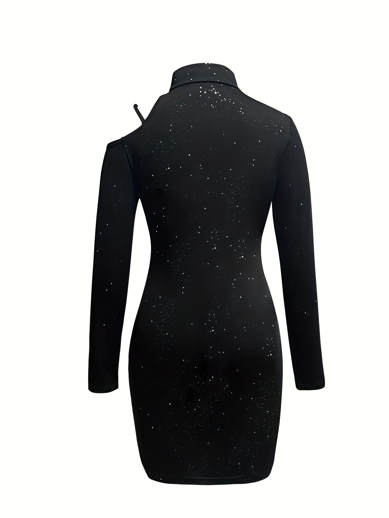 black glitter tie front cut out long sleeve bodycon dress