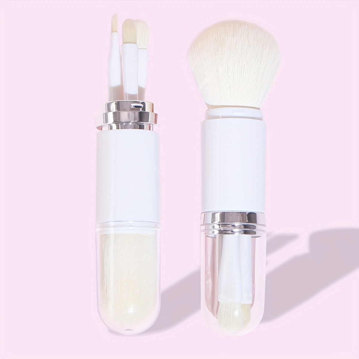 Makeup Brush Set With Pu Bag Milk White Makeup Brush With - Temu