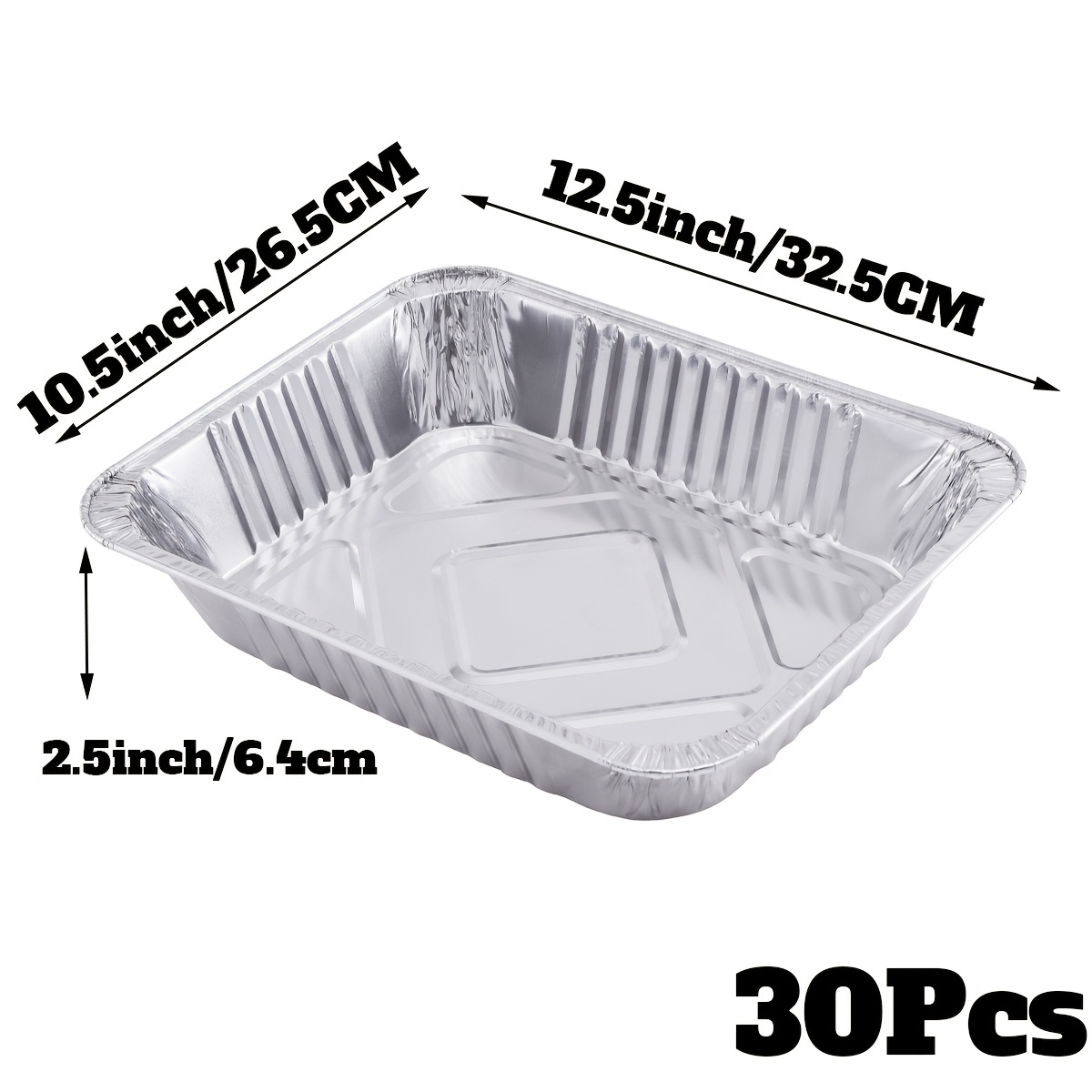 Disposable Aluminum Foil Pans sturdy 30 pack, Sturdy Half Size Deep Steam  Table Pans Freezer,Oven Safe Portable Food Storage Containers for Baking