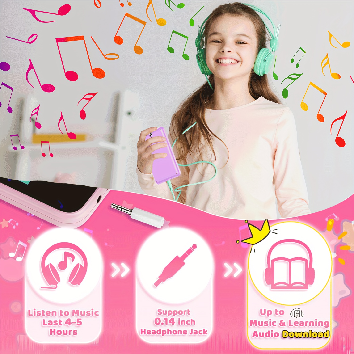 Kids Toy Smartphone, Regalos Y Juguetes Para Niñas De 3 A 8 Años, Teléfono  De Juguete Falso Con Reproductor De Música, Doble Cámara, Memoria Incorpora
