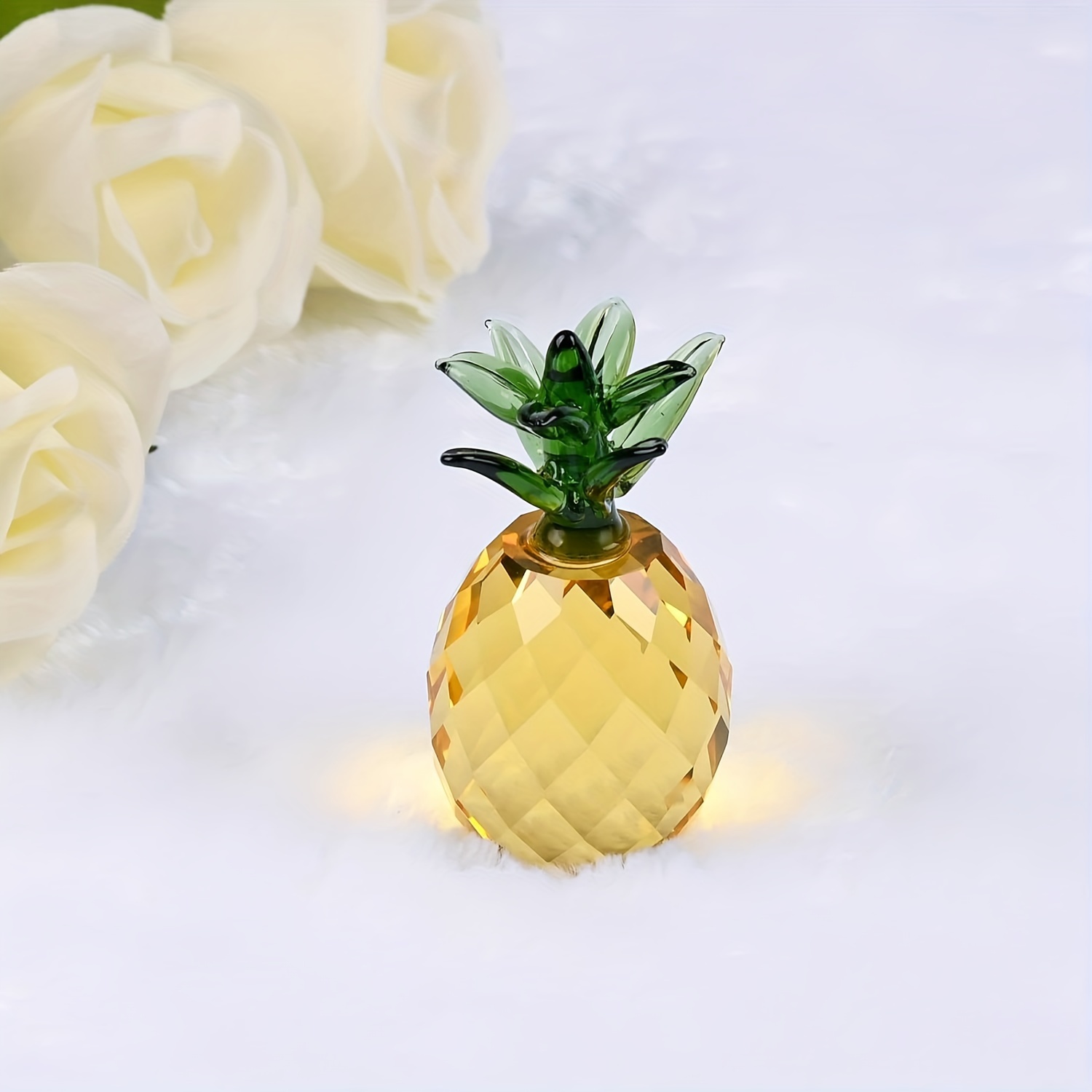 Crystal Fruit Pineapple Ornament Home Desk Tabletop Showpiece for
