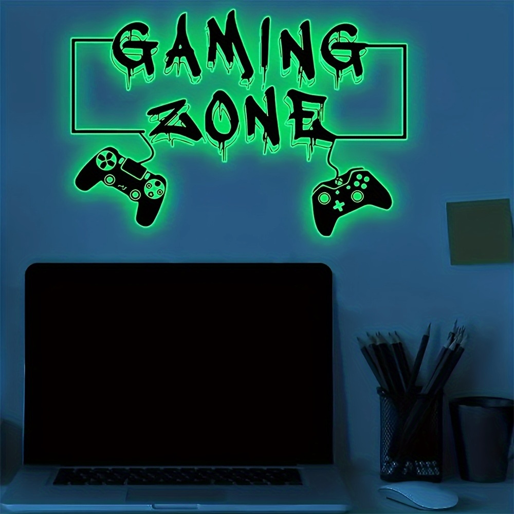 

1pc Luminous Wall Sticker, Gaming Zone Self-adhesive Wall Stickers, Bedroom Entryway Game Room Porch Home Decoration Wall Stickers, Wall Decor Decals