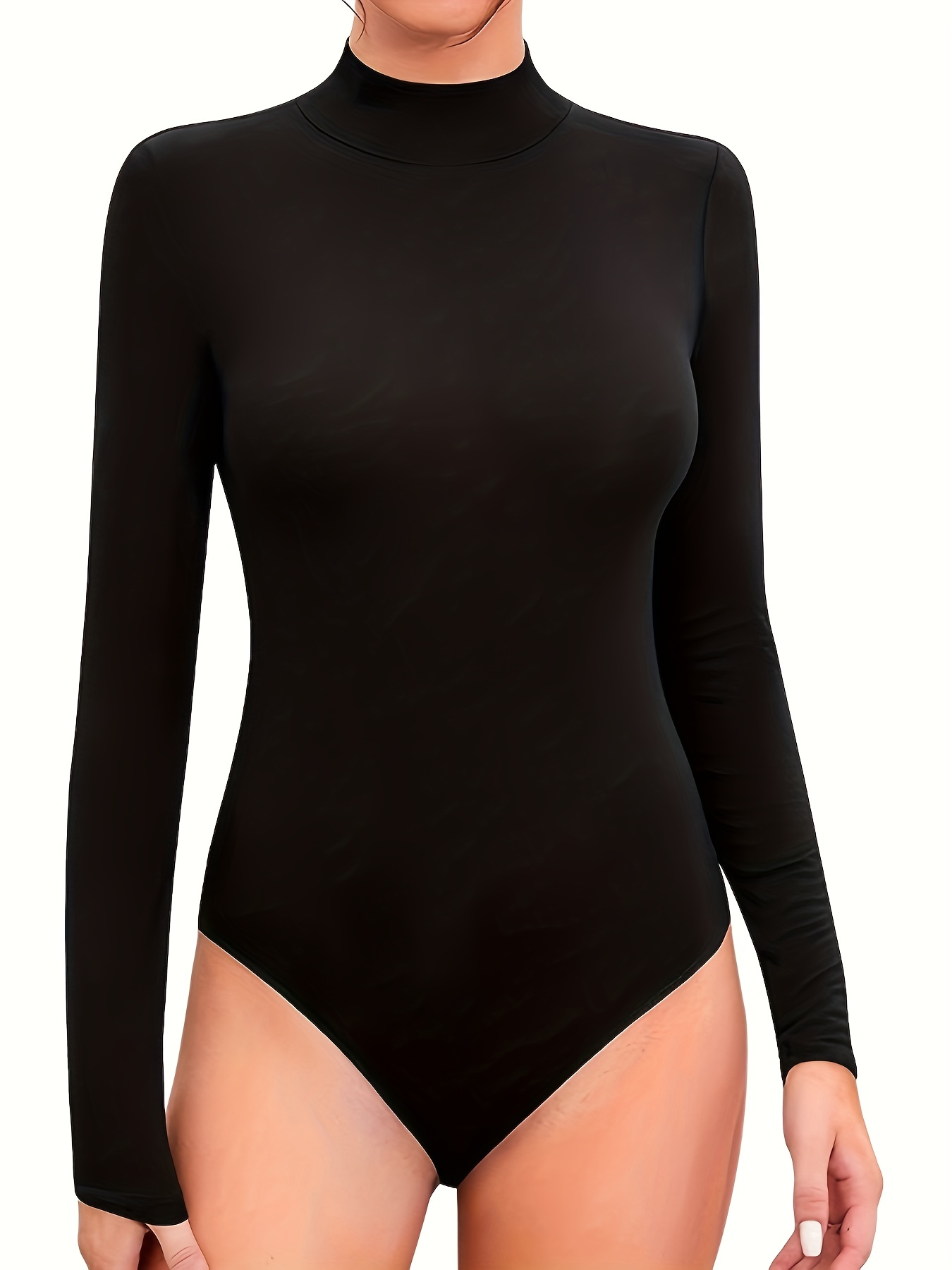 Simple Solid Shaping Bodysuit Long Sleeve Tummy Control - Temu