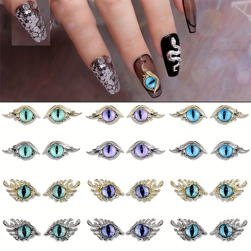 100pcs Punk Charms for Nails Gothic Nail Art Charms Alloy