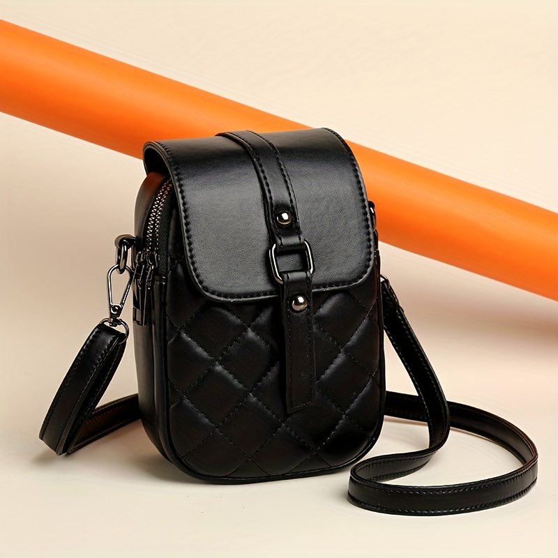 

Mini Argyle Quilted Crossbody Bag, Fashion Flap Mobile Phone Bag, Women's Multi Layer Shoulder Purse
