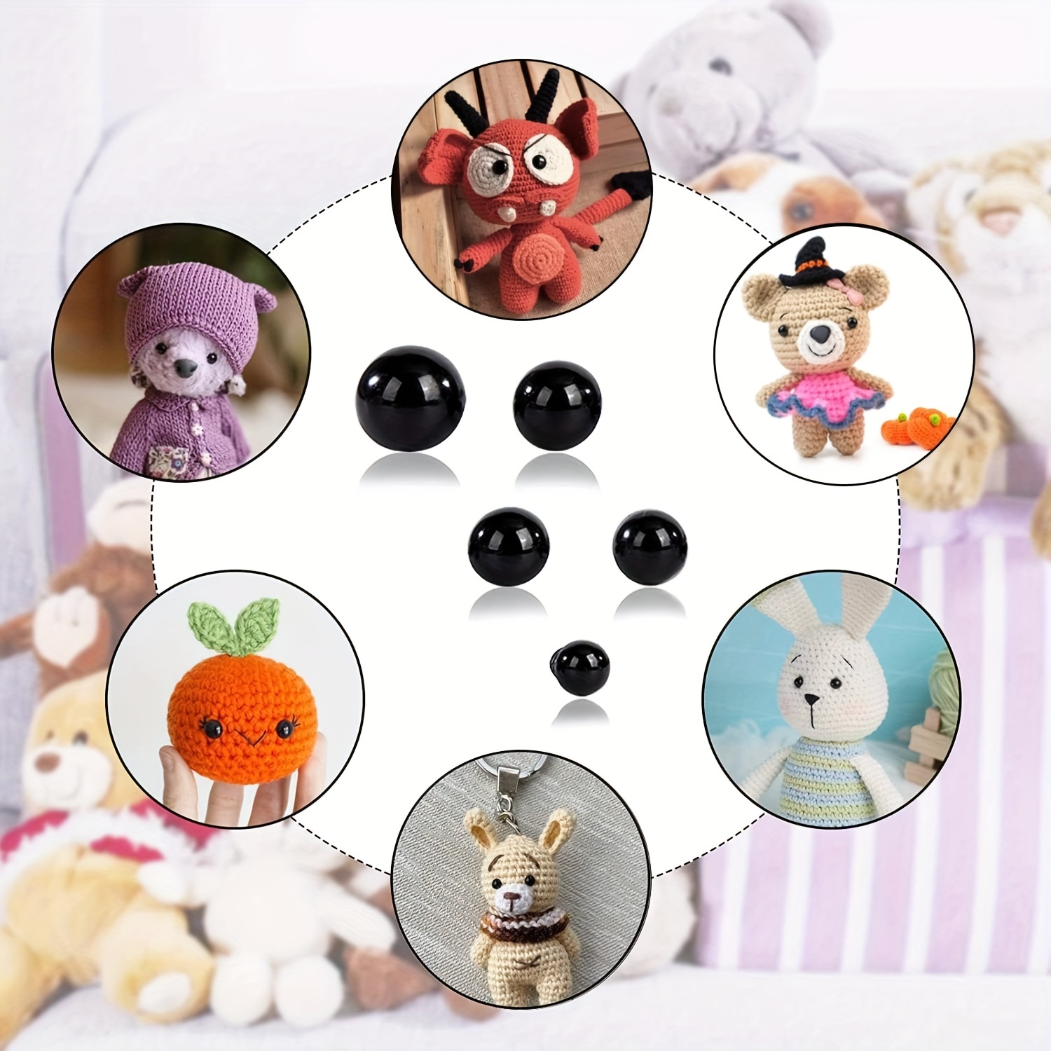 56 Pieces 16-30 Mm Large Safety Eyes for Amigurumi Stuffed Animal Eyes  Plastic Craft Crochet Eyes for DIY of Puppet, Bear, Toy Doll 
