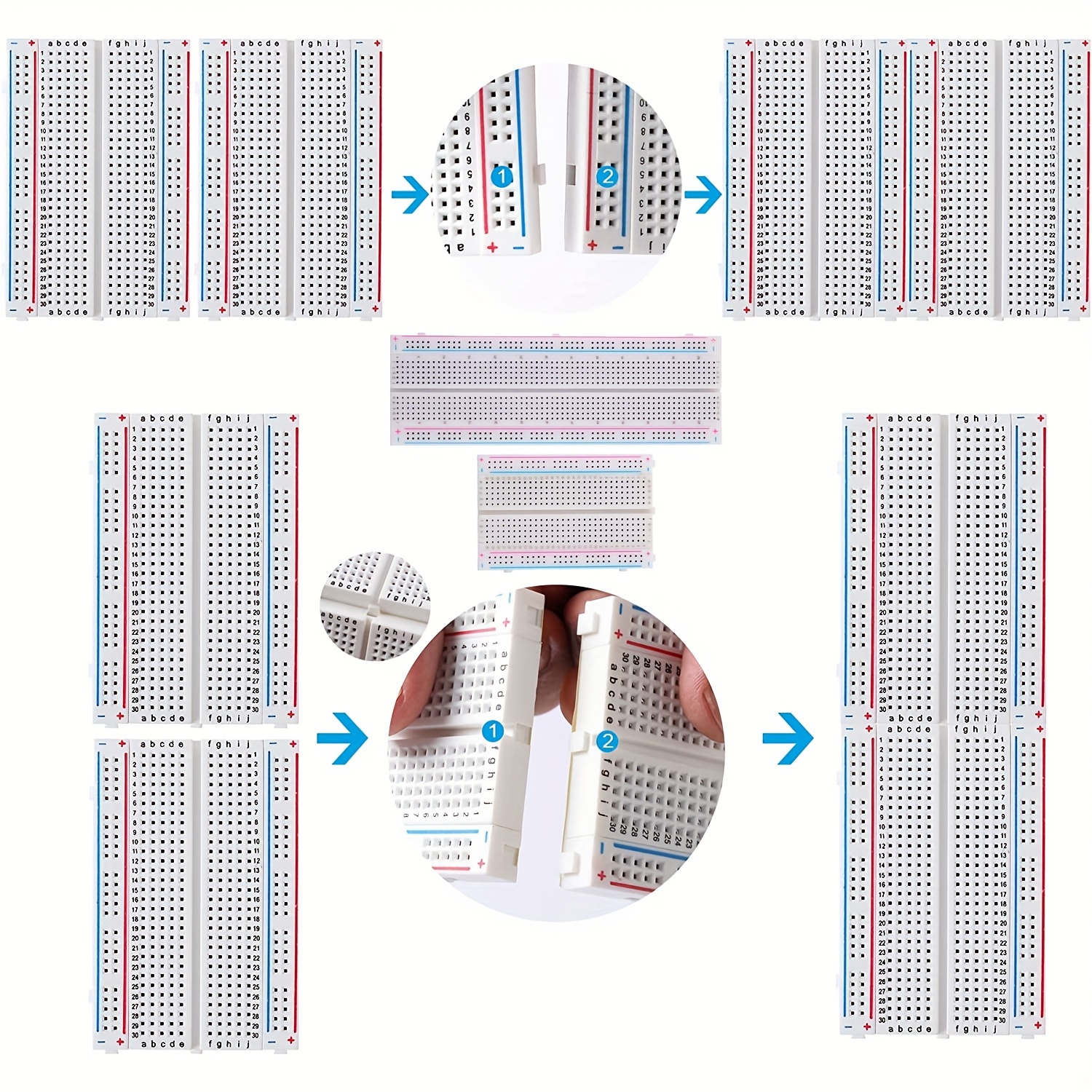 79pcs Breadboard Kit With Power Supply Module,LED Light Diodes, Jumper  Wires,Battery Clip,830 & 400 Tie-Points Breadboard