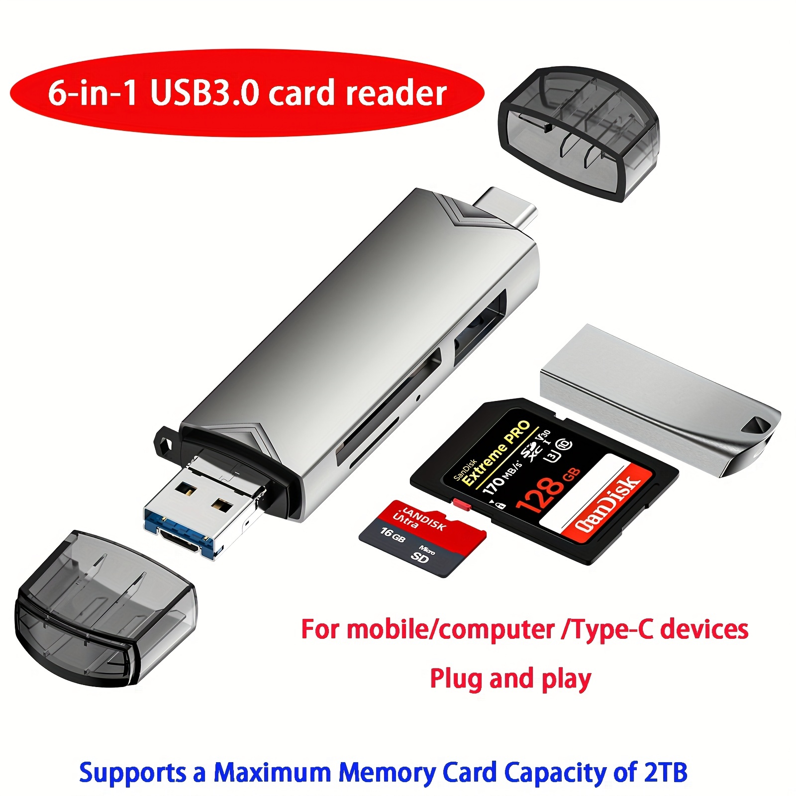 4 in 1 Mini USB2.0 4 Card Slots Smart Card Reader Flash USB Memory Card  Reader for Micro SD TF M2 Computer PC Laptop Accessories - AliExpress