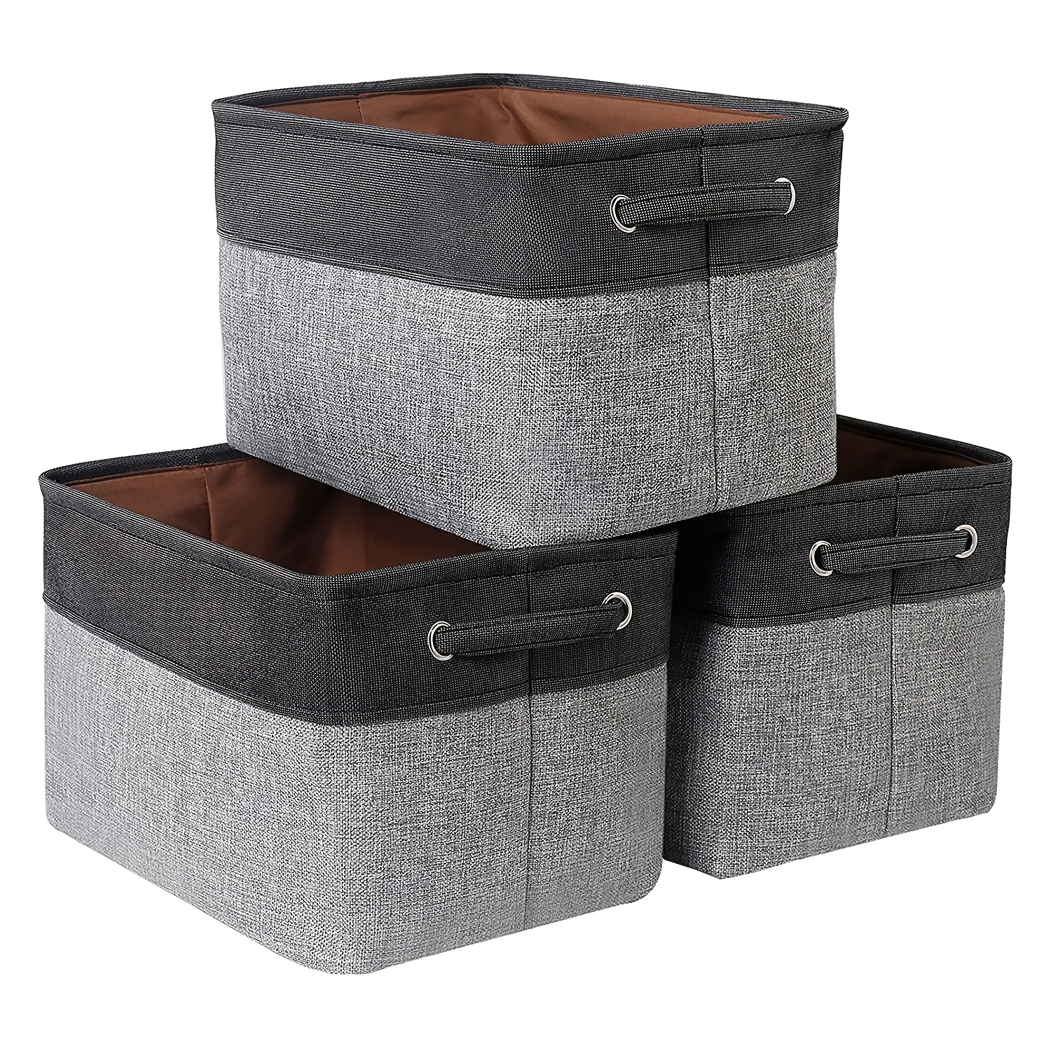 3pcs Folding Storage Bins Foldable Canvas Fabric Storage Basket Cubic Box