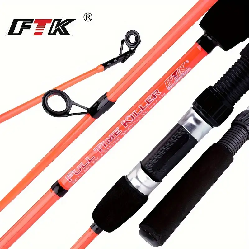 FTK 4-section Spinning Rod, Brute Tuff Composite Graphite And Glass Rod  Blank, Stainless Steel Guides With Zirconia Ring Tip