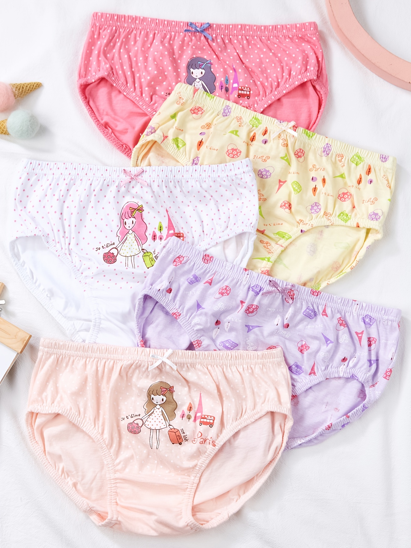 Little Girls' Soft Cotton Underwear Kids Cool Breathable Comfort