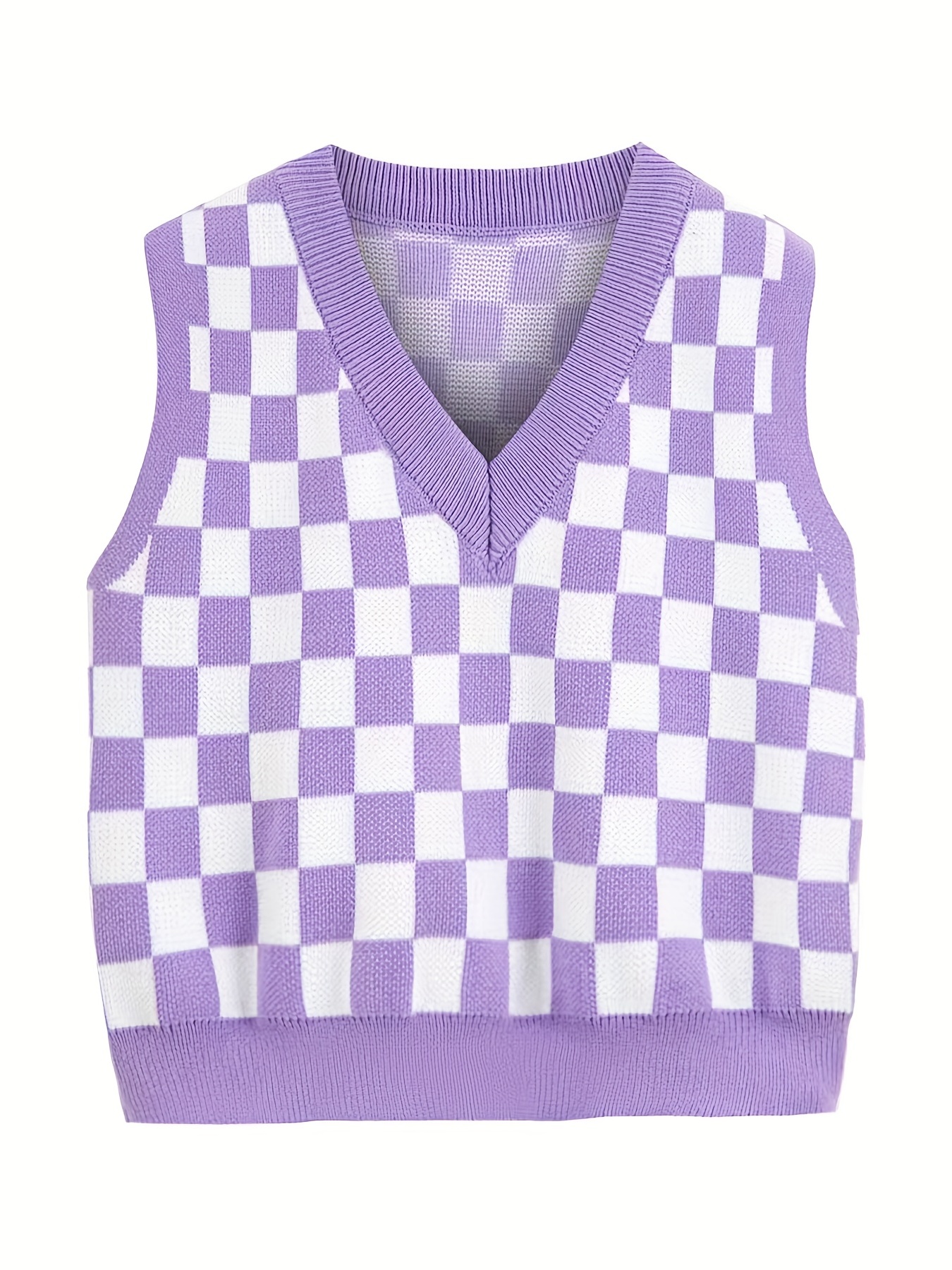 Boys And Girls Sweater Vest Korean Checkerboard Sleeveless Knitted