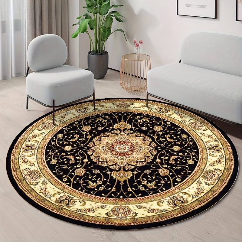 Retro Flowers Large Area Circular Carpet