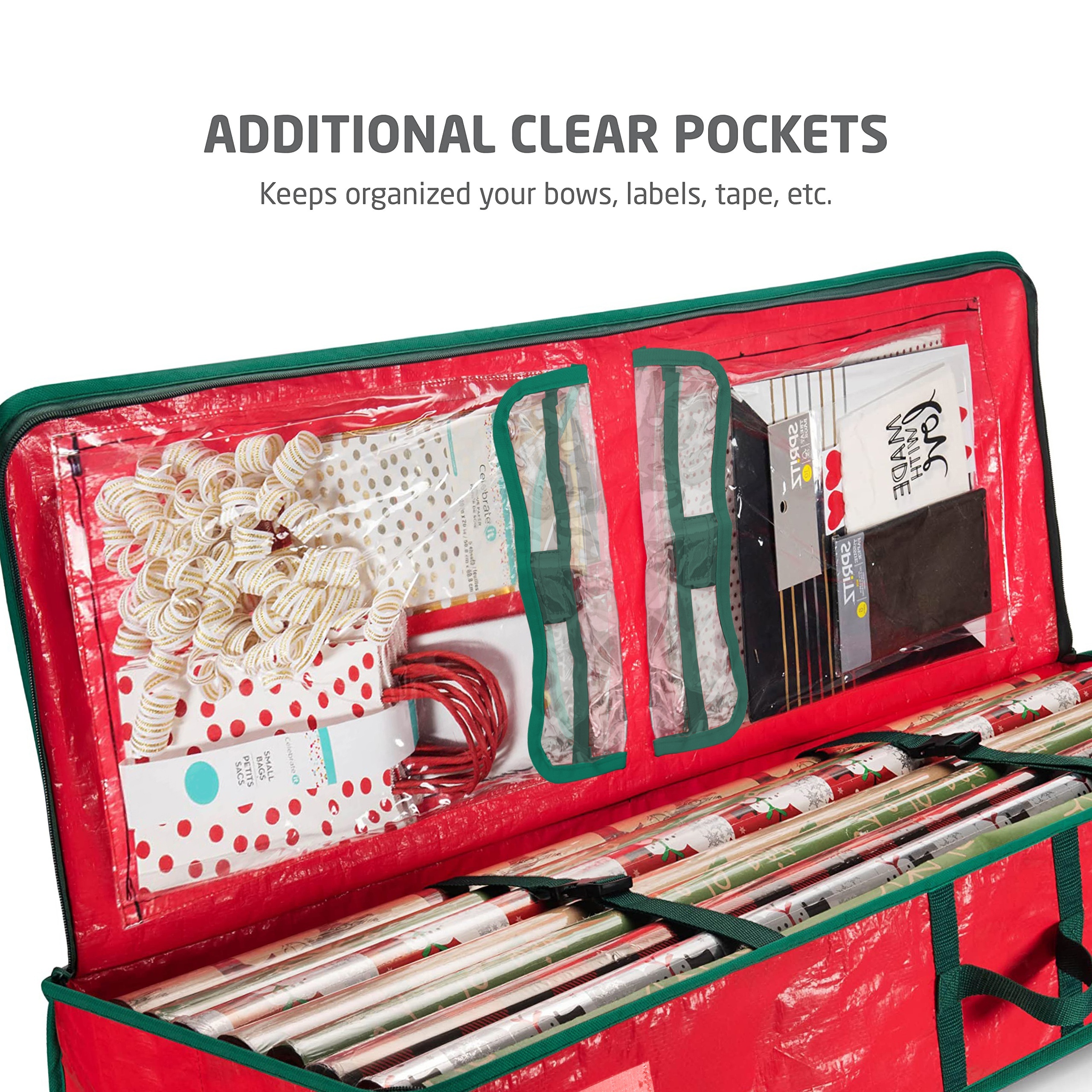 Gift Wrap Organizer Interior Pockets Wrapping Storage - Temu