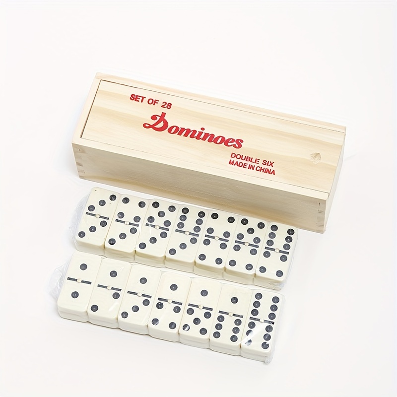 

Ensemble de dominos pour adultes, jeux de société classiques, jeu de dominos double 6, 28 pièces avec boîtier en bois (2-4 joueurs)
