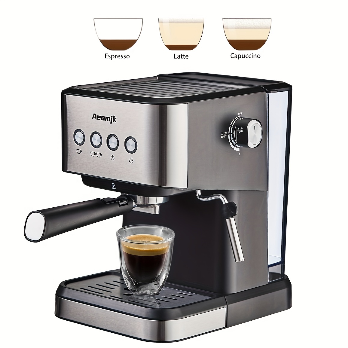  Homtone Máquina de café expreso de 20 bares, máquina de café  expreso de acero inoxidable con espumador de leche para capuchino, café con  leche, máquina de café expreso con pantalla táctil