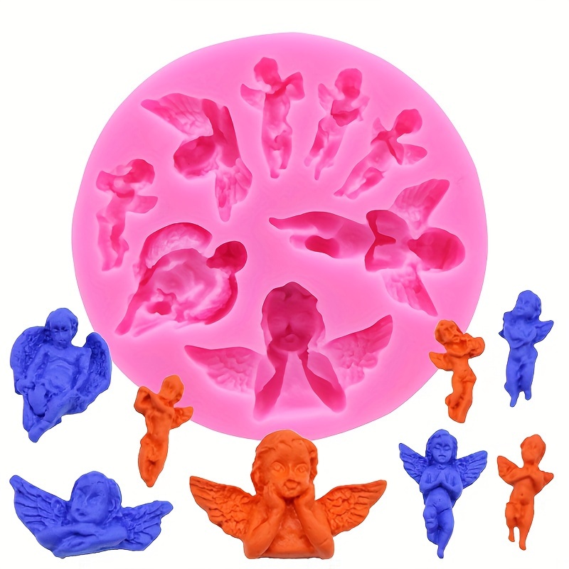

1pc Angel Silicone Mold, Cute Angel Baby Fondant Cake Silicone Mold, Diy Chocolate Decoration Drop Glue Polymer Clay Pendant Baking Silicone Mold, Resin Liquid Silicone Mold