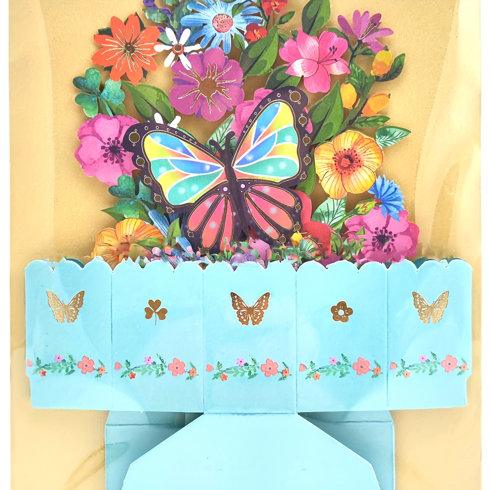 1 Pièce, Carte De Bouquet Créative De Fleur De Papillon Pop-up