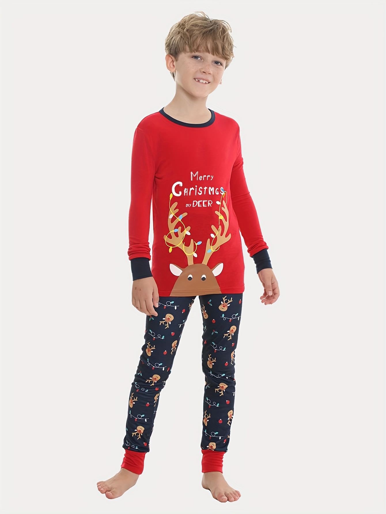 Christmas Family Matching Pajamas Cute Elk Long Sleeve - Temu Canada
