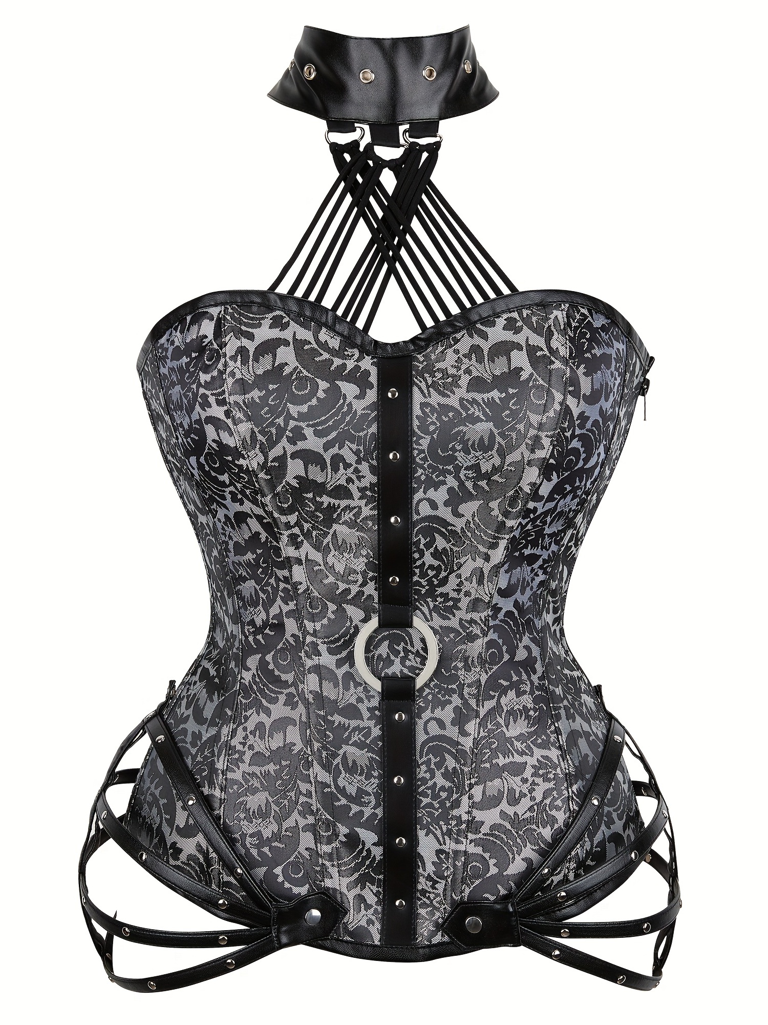 Shop Generic Plus Size Halter Strapless Underwear Women Black Printed Lace  11 Steel Frame Steampunk Corset Waist Gothic Bustier Online