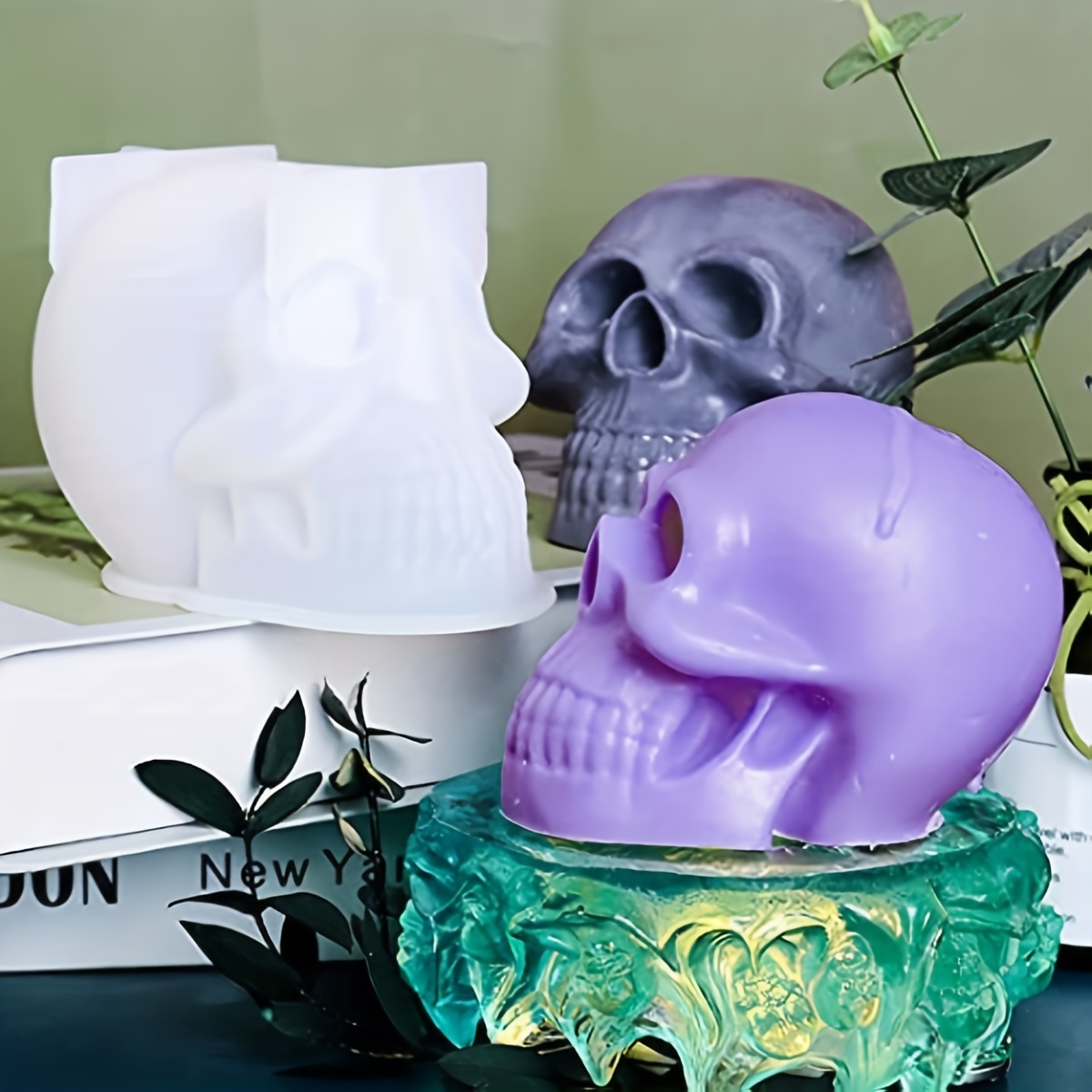 Halloween Skull Silicone Candle Mold 3d Pyramid Skull - Temu