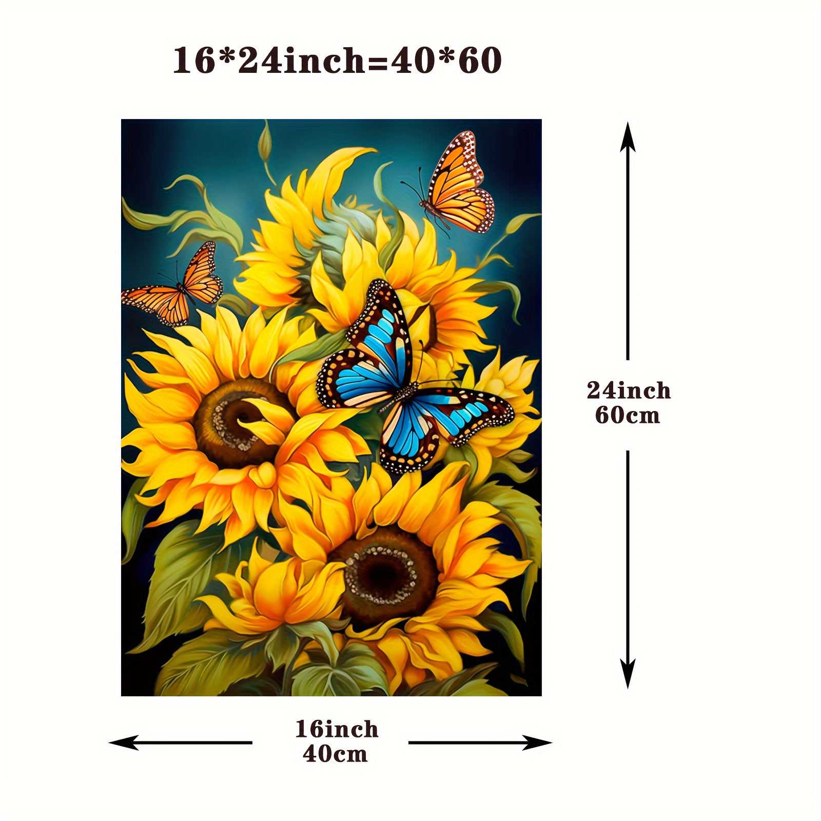 Framed Art Canvas Print Poster, Fall Sunshine Sunflower Canvas Wall Art, Artwork Wall Painting