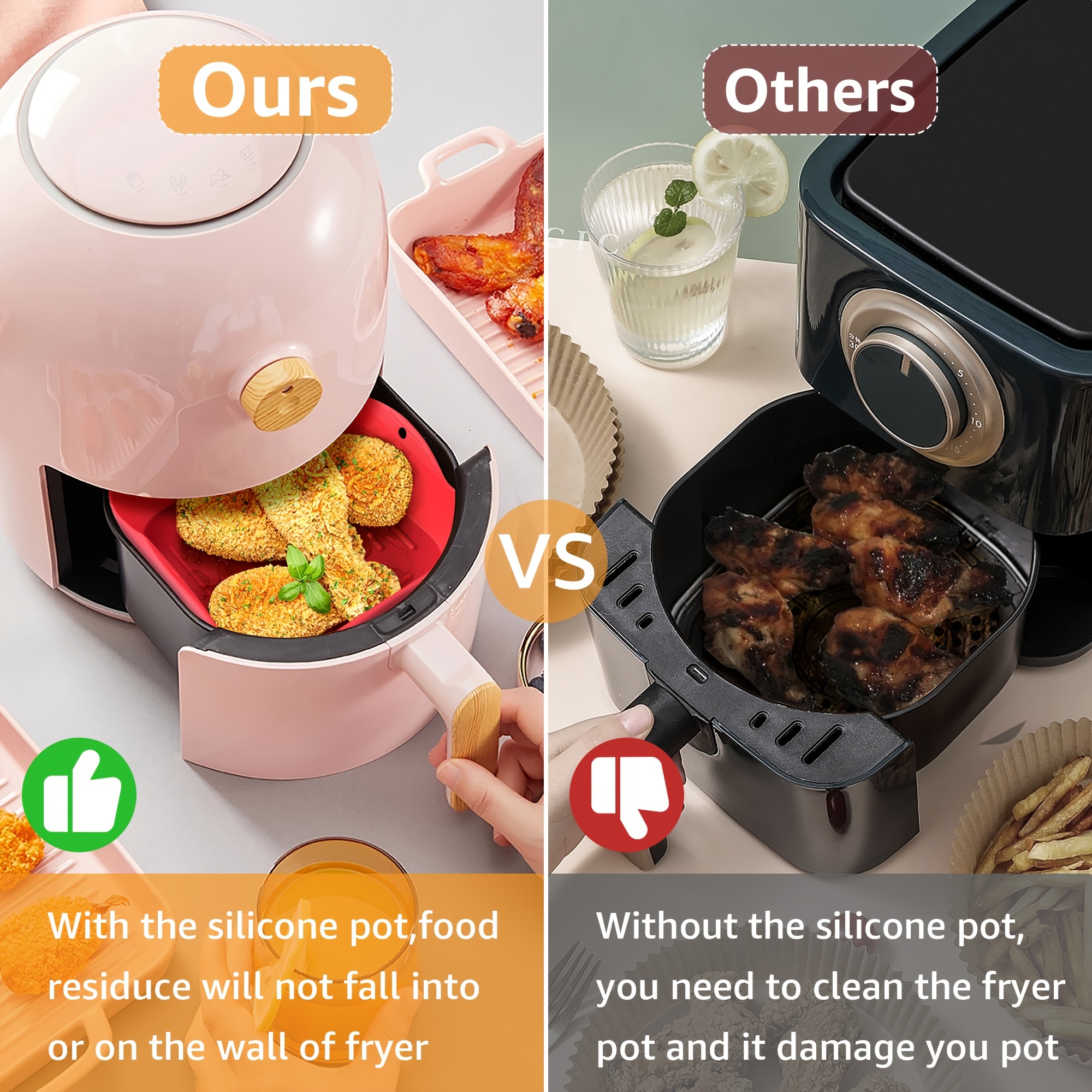 Reusable Silicone Air Fryer Liners For 4 8qt Easy Cleaning - Temu
