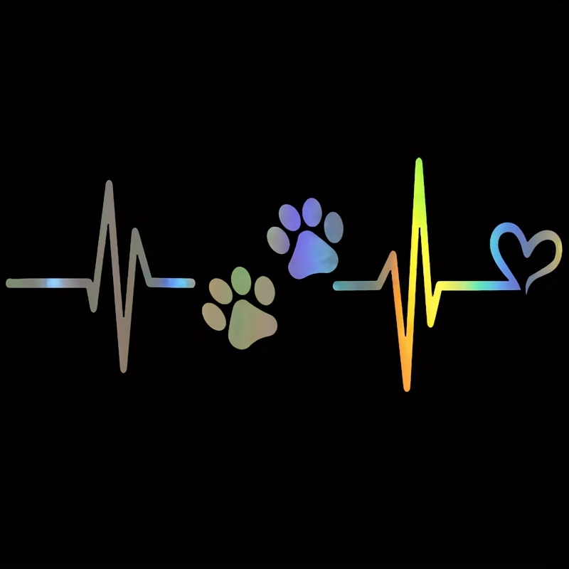 

Heartbeat Line Love Dog Paw Decal Sticker For Cars Trucks Vans Walls Laptops Cups