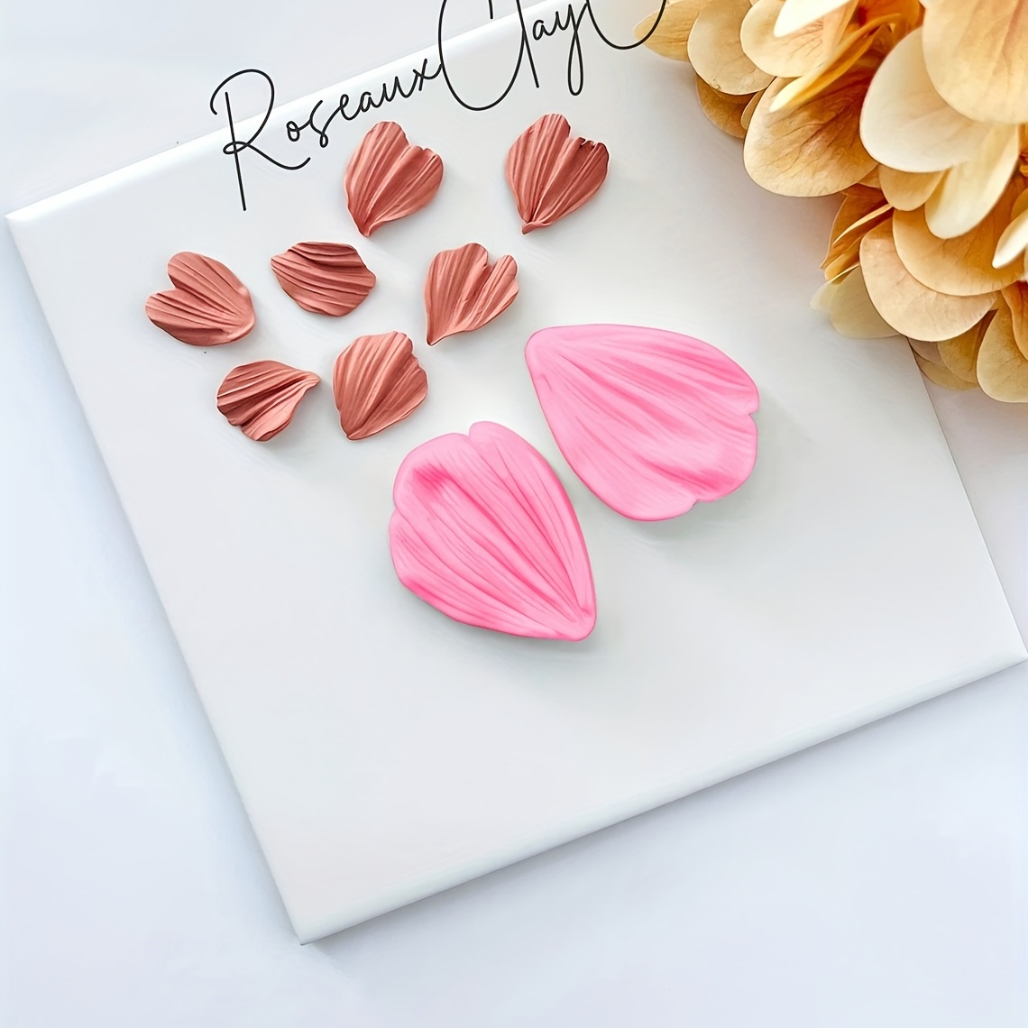 Rose Flower Petals Embossed Silicone Mold for Polymer Clay