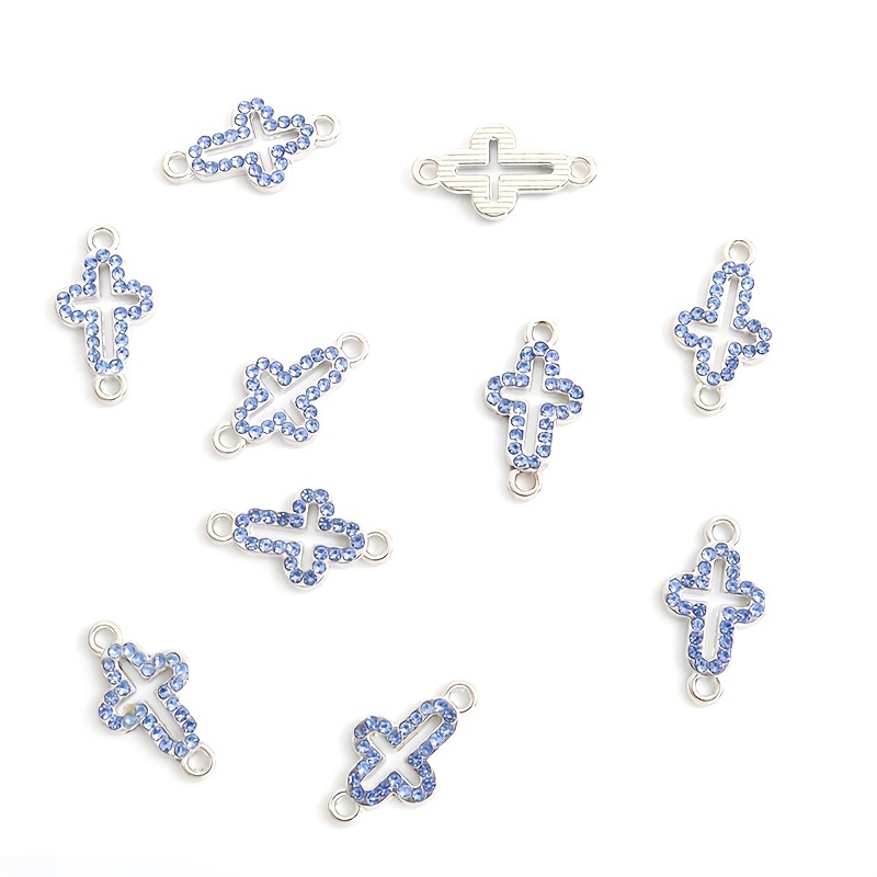 10 Pcs Baroque Pendant Pearl Earrings Mini Cross Charms for