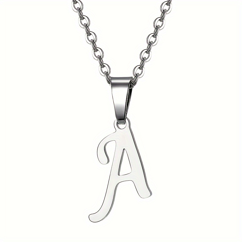 Stainless Steel Minimalist 26-Letter Pendant Necklace - Hip-Hop & Everyday Unisex Jewelry, Initial Gift for Women & Men, Durable Year-Round Wear, Necklace, Daily Wear Accessory, Modern Jewelry, Polished Finish