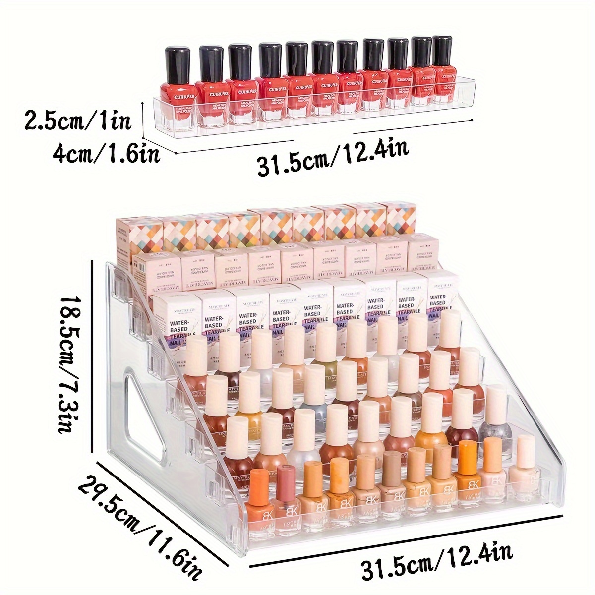 Estante organizador de esmalte de uñas, estante organizador de esmalte de  uñas acrílico transparente para maquillaje, organizador de maquillaje