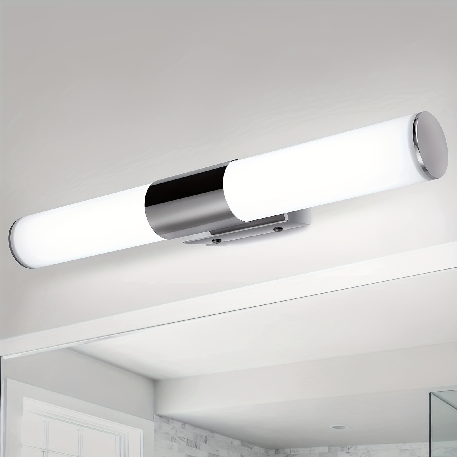 Lámpara de espejo LED para baño, moderna lámpara de espejo de baño súper  larga, luz blanca neutal, luz de pared impermeable para inodoro (color