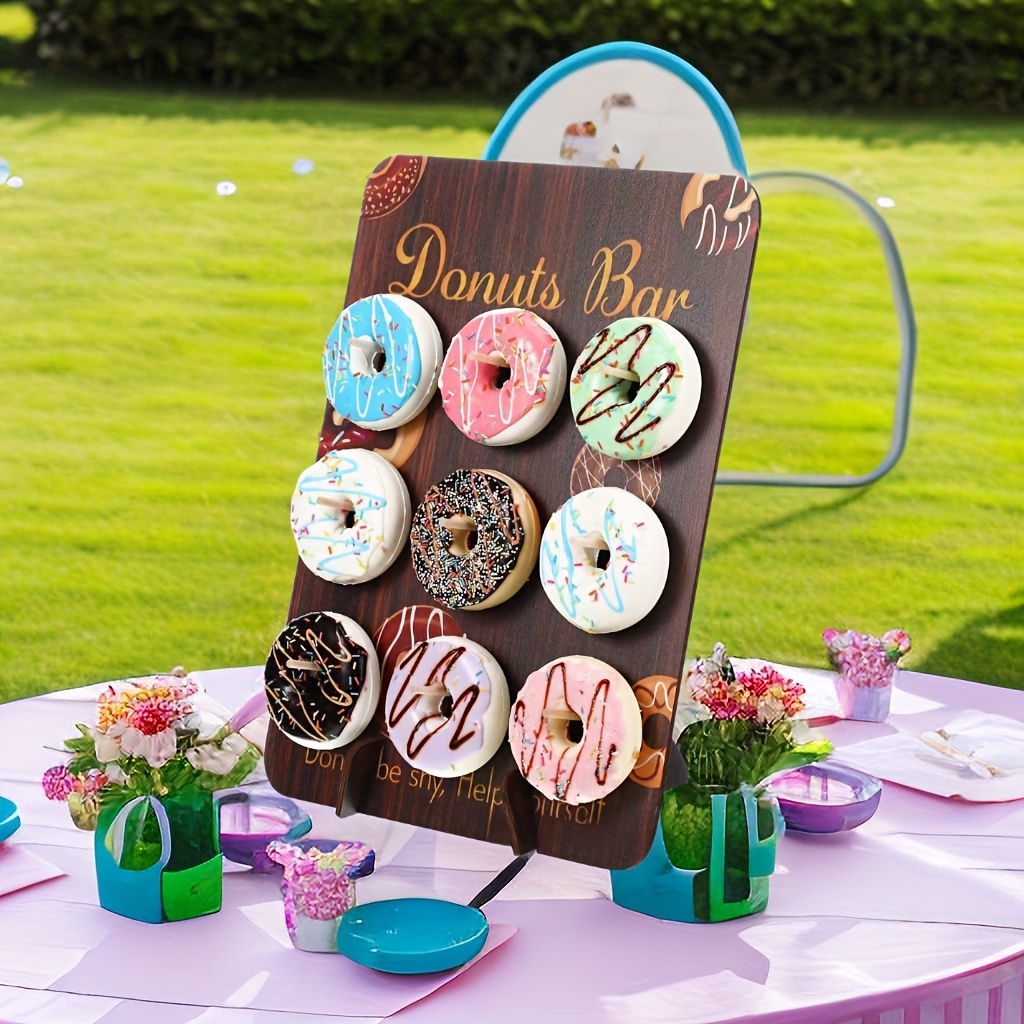 Soportes de madera para Donuts, tablero de pared, soporte para Barra de  postres, decoración de boda, fiesta de cumpleaños - AliExpress