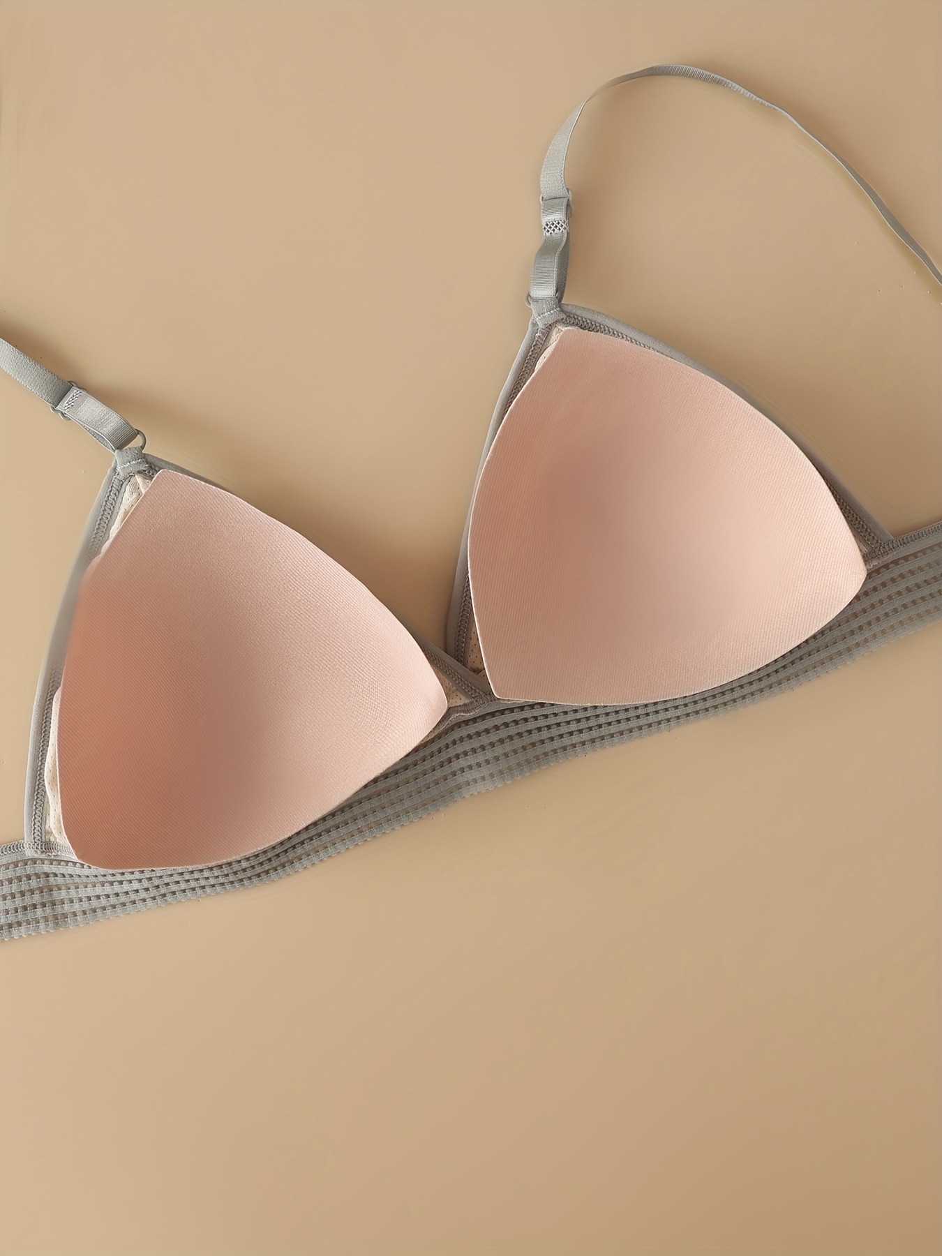 Simple Solid Wireless Bras Comfy Breathable Double Straps - Temu Canada