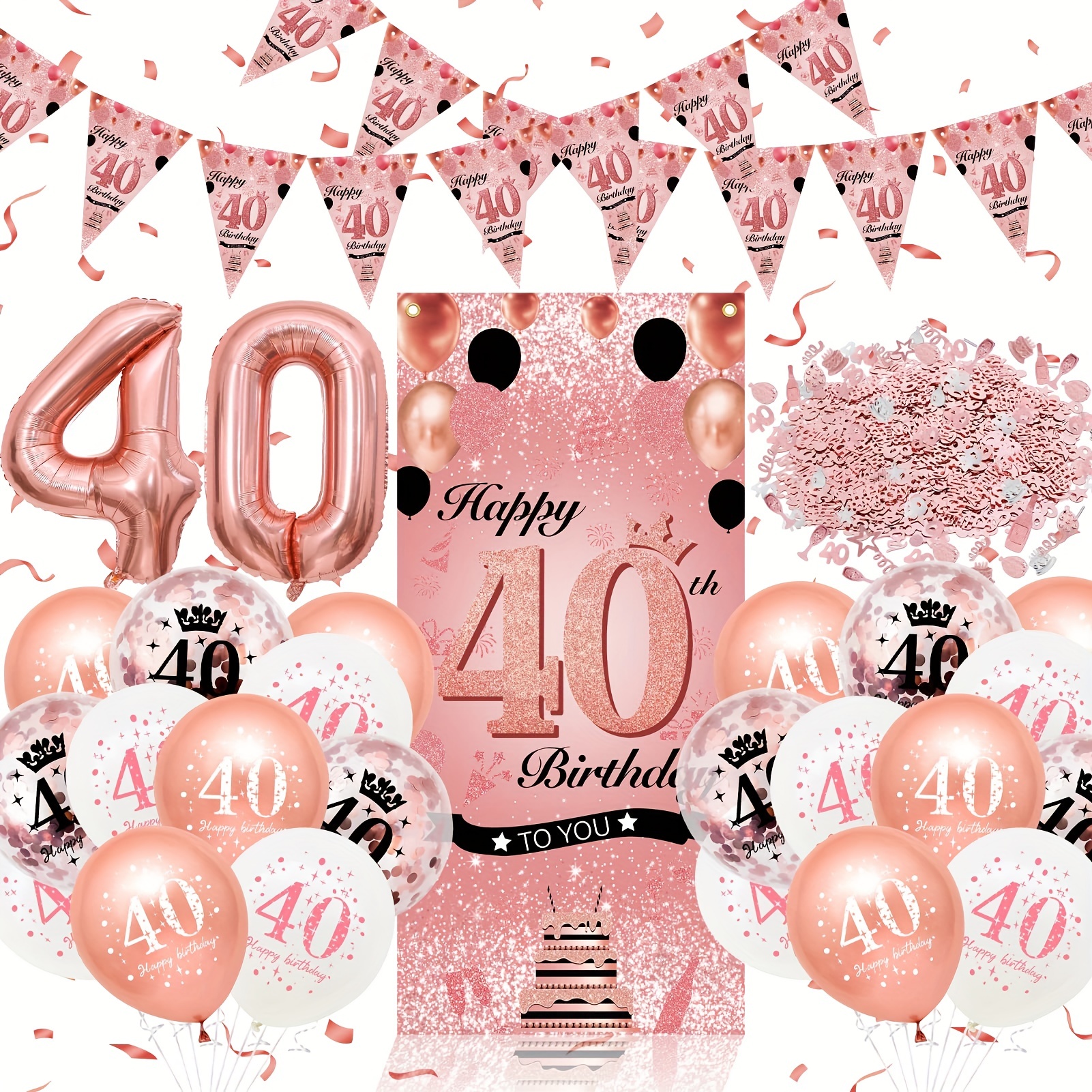 Kit de decoración de fiesta de cumpleaños número 40 con globos de  cumpleaños número 40 para suministros de fiesta de cumpleaños, paquete de  fiesta de