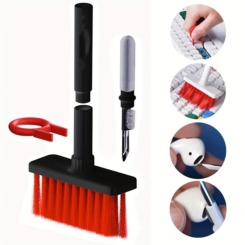  Hagibis Cleaning Soft Brush Keyboard Cleaner 5-in-1  Multi-Function Computer Cleaning Tools Kit Corner Gap Duster Keycap Puller  for Bluetooth Earphones Lego Laptop Airpods Pro Camera Lens (Red) :  Electronics