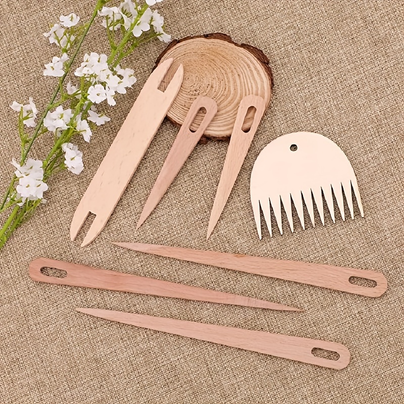 1 Set Weaving Loom Tools Tapestry Handcrafts Tools Wooden Crochet Hooks