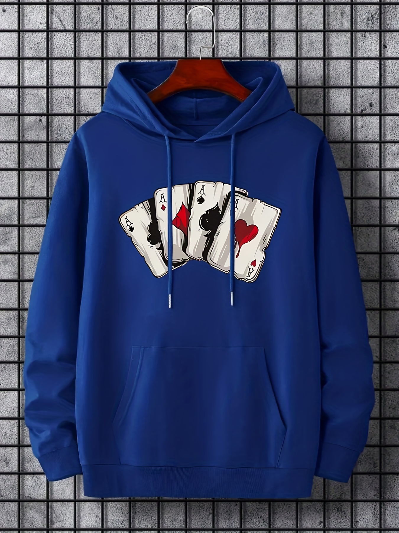 Hoodies For Men, Playing Card Ace Graphic Hoodie, Men’s Casual Pullover  Hooded Sweatshirt With Kangaroo Pocket For Spring Fall, As Gifts