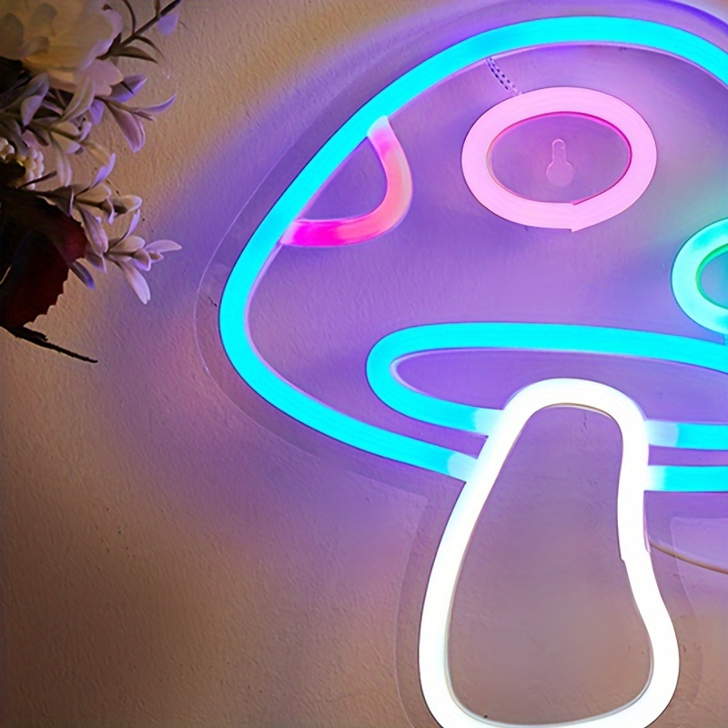 1pc キノコ型青色 LED ネオンライト、USB 電源寝室の部屋の壁の装飾用