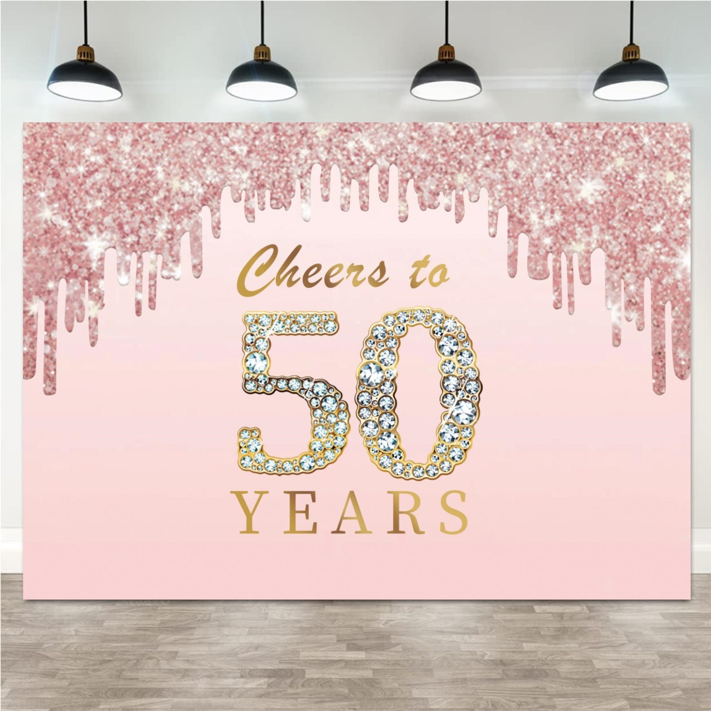 1 Pieza, Decoración De 50 Cumpleaños Para Mujeres, Oro Rosa, Feliz 50  Cumpleaños, Pancarta De Fondo, Suministros Para Fiesta, Cartel De 50  Cumpleaños