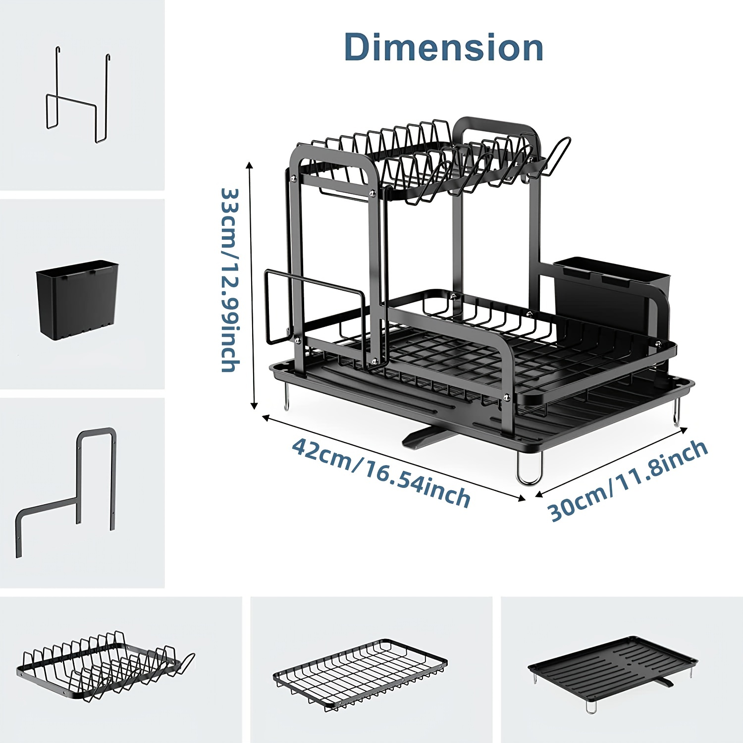 Large Capacity 2 Tier Dish Drying Rack for Kitchen Counter