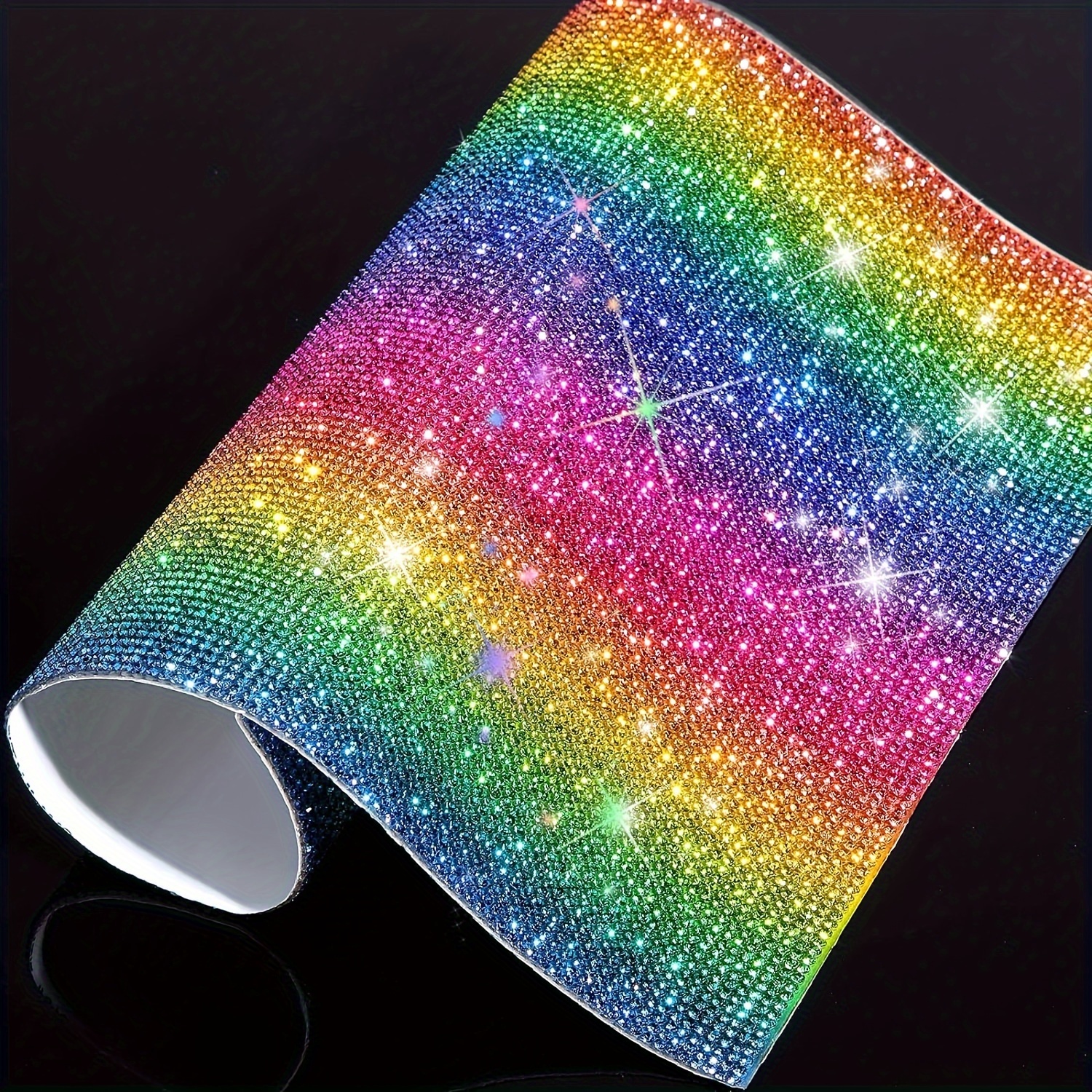 Bling Crystal Rhinestone Stickers Diy Self-adhesive Sparkling Rhinestone  Sheet For Car Decoration Silver, 9.4 X 7.9