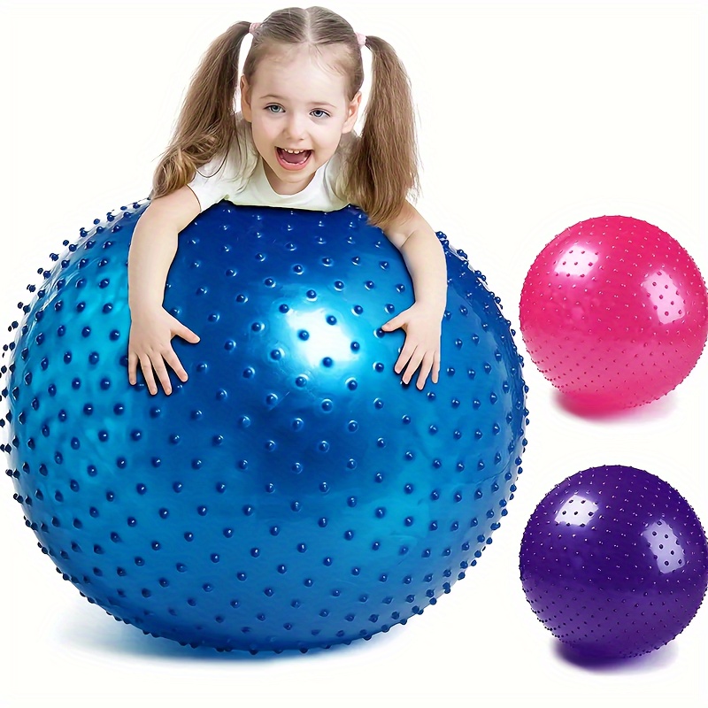  penepico Pelota de masaje sensorial grande para niños, 33.5  pulgadas 33.5 in, pelota de ejercicio animosa azul macarrón para niños  pequeños, bola inflable grande con picos táctiles, pelota de piscina, 